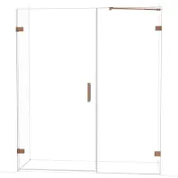 Maxaro Diamond Douchedeur | 175 cm Glanzend koper Helder glas Draaideur