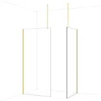 Maxaro Diamond Inloopdouche | 100x90 cm Glanzend lichtgoud Helder glas 2 vaste wanden