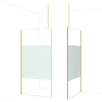 Maxaro Diamond Inloopdouche | 120x110 cm Glanzend lichtgoud Helder met matte strook 2 vaste wanden
