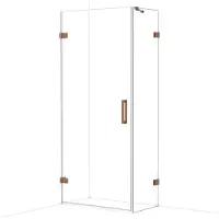 Maxaro Diamond Douchecabine | 90x50 cm Glanzend koper Helder glas Draaideur Rechthoek