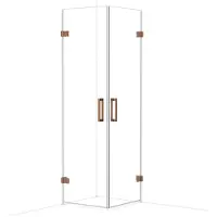 Maxaro Diamond Douchecabine | 60x60 cm Glanzend koper Helder glas Draaideur Vierkant