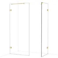 Maxaro Diamond Inloopdouche | 90x70 cm Glanzend lichtgoud Helder glas 2 vaste wanden
