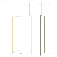 Maxaro Diamond Inloopdouche | 120x70 cm Glanzend lichtgoud Helder glas 2 vaste wanden