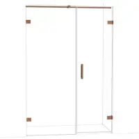 Maxaro Diamond Douchedeur | 135 cm Glanzend koper Helder glas Draaideur