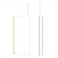 Maxaro Diamond Inloopdouche | 100x50 cm Glanzend lichtgoud Helder glas 2 vaste wanden