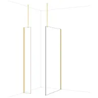 Maxaro Diamond Inloopdouche | 110x30 cm Glanzend lichtgoud Helder glas 2 vaste wanden