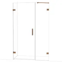 Maxaro Diamond Douchedeur | 125 cm Glanzend koper Helder glas Draaideur