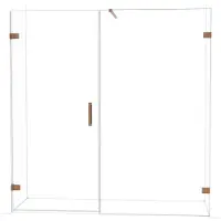 Maxaro Diamond Douchedeur | 195 cm Glanzend koper Helder glas Draaideur