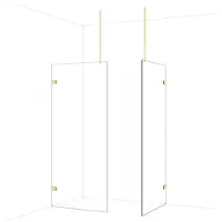 Maxaro Diamond Inloopdouche | 90x90 cm Glanzend lichtgoud Helder glas 2 vaste wanden