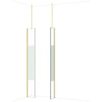 Maxaro Diamond Inloopdouche | 30x30 cm Glanzend lichtgoud Helder met matte strook 2 vaste wanden