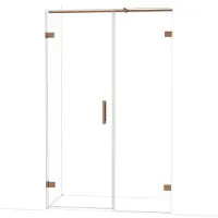 Maxaro Diamond Douchedeur | 125 cm Glanzend koper Helder glas Draaideur