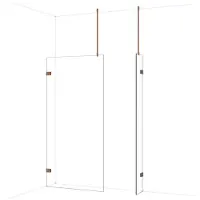 Maxaro Diamond Inloopdouche | 100x30 cm Glanzend koper Helder glas 2 vaste wanden