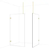 Maxaro Diamond Inloopdouche | 120x110 cm Glanzend lichtgoud Helder glas 2 vaste wanden