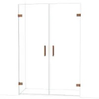 Maxaro Diamond Douchedeur | 135 cm Glanzend koper Helder glas Draaideur