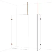 Maxaro Diamond Inloopdouche | 120x60 cm Glanzend koper Helder glas 2 vaste wanden