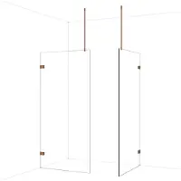 Maxaro Diamond Inloopdouche | 100x100 cm Glanzend koper Helder glas 2 vaste wanden