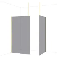Maxaro Diamond Inloopdouche | 120x110 cm Glanzend lichtgoud Rookglas 2 vaste wanden
