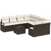 vidaXL Bankstel 9 st 8-Aantal zitplaatsen Bruin en Crème poly rattan