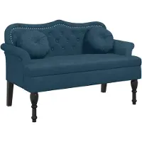 vidaXL Bankje met kussens 120,5x65x75 cm fluweel blauw