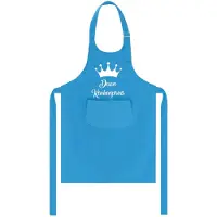 Kariban Mijncadeautje - Kinderschort met naam - blauw - keukenprins met kroon - met eigen naam naar keuze