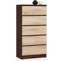 Akord Ladekast K60 met 5 Lades / Furniture Factory / Venge - Sonoma Eik / 60 x 121 x 40 cm