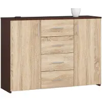 Akord Ladekast K45 met 4 Lades en 2 Deuren / Furniture Factory / Venge - Sonoma Eik / 110 x 80 x 35 cm