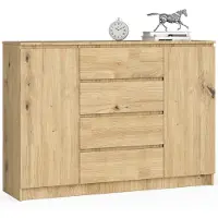 Akord Ladekast K140 met 4 Lades en 2 Deuren / Furniture Factory / Artisan Eik / 138 x 99 x 40 cm