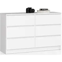 Akord Ladekast K120 met 6 Lades / Furniture Factory / Wit / 120 x 77 x 40 cm