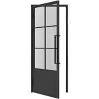 Inova Porte complète Intérieure en verre avec cadre - 83x204 - Noir - Transparent - 6 Carreaux - gauche