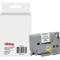 Viking Etiketteertape Compatibel Brother TZe-221 WB-BRRLT221-WT Klevend Zwart op Wit 9 x 93 mm Thermisch
