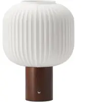Scandi Living Fair draagbare tafellamp Frostat glas-donkergelakt es.