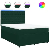 vidaXL Boxspring met matras fluweel donkergroen 140x200 cm