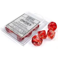 Chessex Nebula rood/zilver Luminary D10 Dobbelsteen Set (10 stuks)