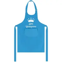 Kariban Mijncadeautje - Kinderschort met naam - blauw - keukenprinses met kroon - met eigen naam naar keuze
