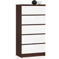 Akord Ladekast K60 met 5 Lades / Furniture Factory / Venge - Wit / 60 x 121 x 40 cm