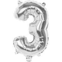 Boland - Folieballon '3' zilver (36 cm) 3 - Zilver - Cijfer ballon