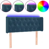 vidaXL Hoofdbord LED 103x16x78/88 cm fluweel donkerblauw