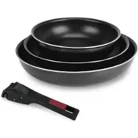 Sitram 3-delige set kookpannen - Aluminium met antiaanbaklaag - Ø 20/24/28 cm - Geschikt voor alle warmtebronnen, inclusief inductie - Zwart