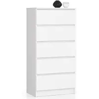 Akord Ladekast K60 met 5 Lades / Furniture Factory / Wit / 60 x 121 x 40 cm