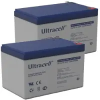 Ultracell 2 Stuks: UL12-12 VRLA AGM Loodaccu's (12V, 12 Ah, T1 terminal)
