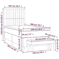 vidaXL Boxspring met matras fluweel donkerblauw 100x200 cm