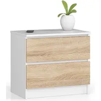 Akord Ladekast K60 met 2 Lades / Furniture Factory / Wit - Sonoma Eik / 60 x 55 x 40 cm