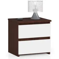 Akord Nachtkastje CL2 met 2 Lades / Furniture Factory / Venge - Wit / 40 x 40 x 35 cm
