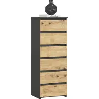 Akord Ladekast CL6 met 6 Lades / Furniture Factory / Grafietgrijs - Artisan Eik / 40x109x35 cm