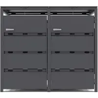 Vente-unique Afvalcontainerberging van gegalvaniseerd staal antracietgrijs - 0,6 mm - 2 afvalbakken van 240L - L132 x B80 x H116 cm - LOKAFA