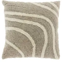 Unique living Sierkussen Fenne - Textiel - Greige - 45x45 cm (BxD) - Getuft - Dessin 10