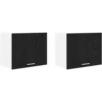 vidaXL Hangkast 2 st Zwart Eiken en Wit Bewerkt hout