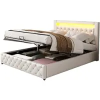 OKWISH Fluweel Gestoffeerd bed 140×190 cm -Eenpersoonsbed Met Opbergruimte-Voor Moderne Slaapkamers-Voor Jongeren En Volwassenen-Met USB & LED-verlichting - Opbergruimte Boxspring -Donkergrijs