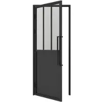 Inova Porte complète Intérieure en verre avec cadre - 83x204 - Noir - Transparent - Atelier - gauche