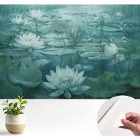 Wallfluent Zelfklevend Behang - Waterbloemen Zelfklevend fotobehang - 104x70 cm - Zwart-wit Zelfklevend Behang - Peel-and-stick techniek - Voor de slaapkamer, woonkamer en hal Zelfklevend Behang